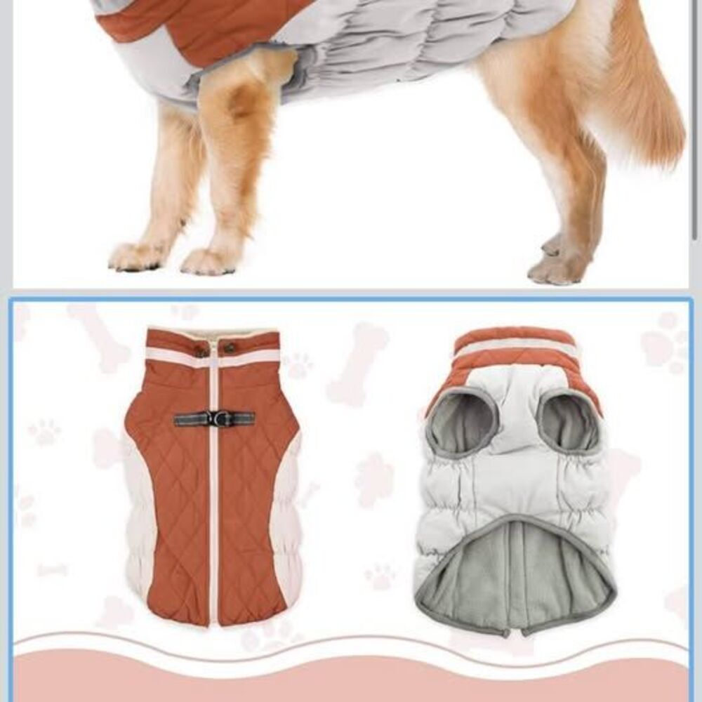 NEW LeLePet 3XL Waterproof Winter Dog Coat w/ Built-In Harness – Brown